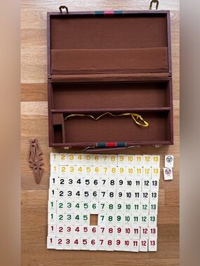 Rummikub Game Faux Leather Case Wood 103 Tiles Vintage Rummy-O No Racks *read*